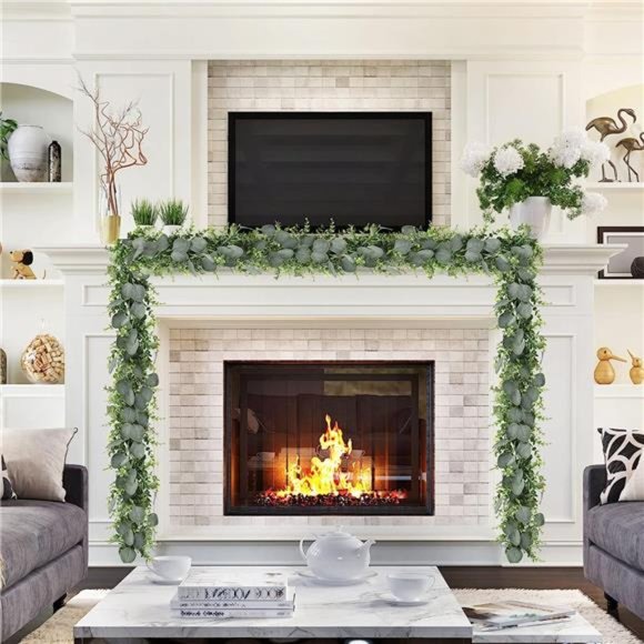 5pcs 5.5ft Artificial Eucalyptus Garland Fake Silver Dollar Eucalyptus Greenery - Picture 5 of 7